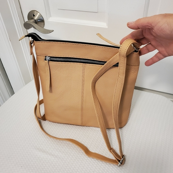 Luxeoria Pebble Grain Leather Crossbody Bag, Light Peach In Color, Classic - Picture 2 of 14